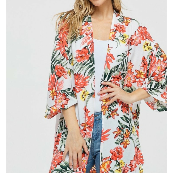 🌿 Brand new floral open front side-split duster/kimono - Picture 2 of 11